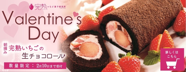 朝摘みいちご,完熟いちご,生チョコロール,いちごロール,バレンタイン